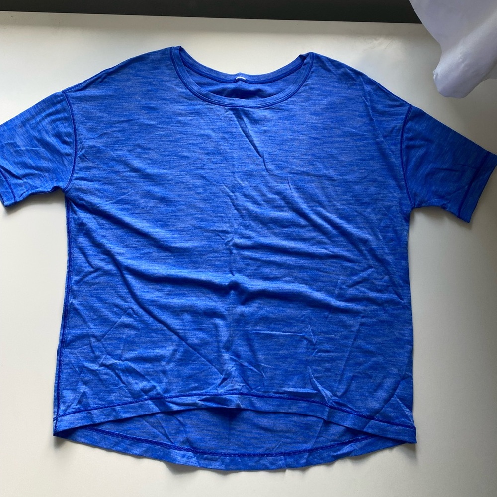 Lululemon Blue Heather Short-Sleeve Athletic Top